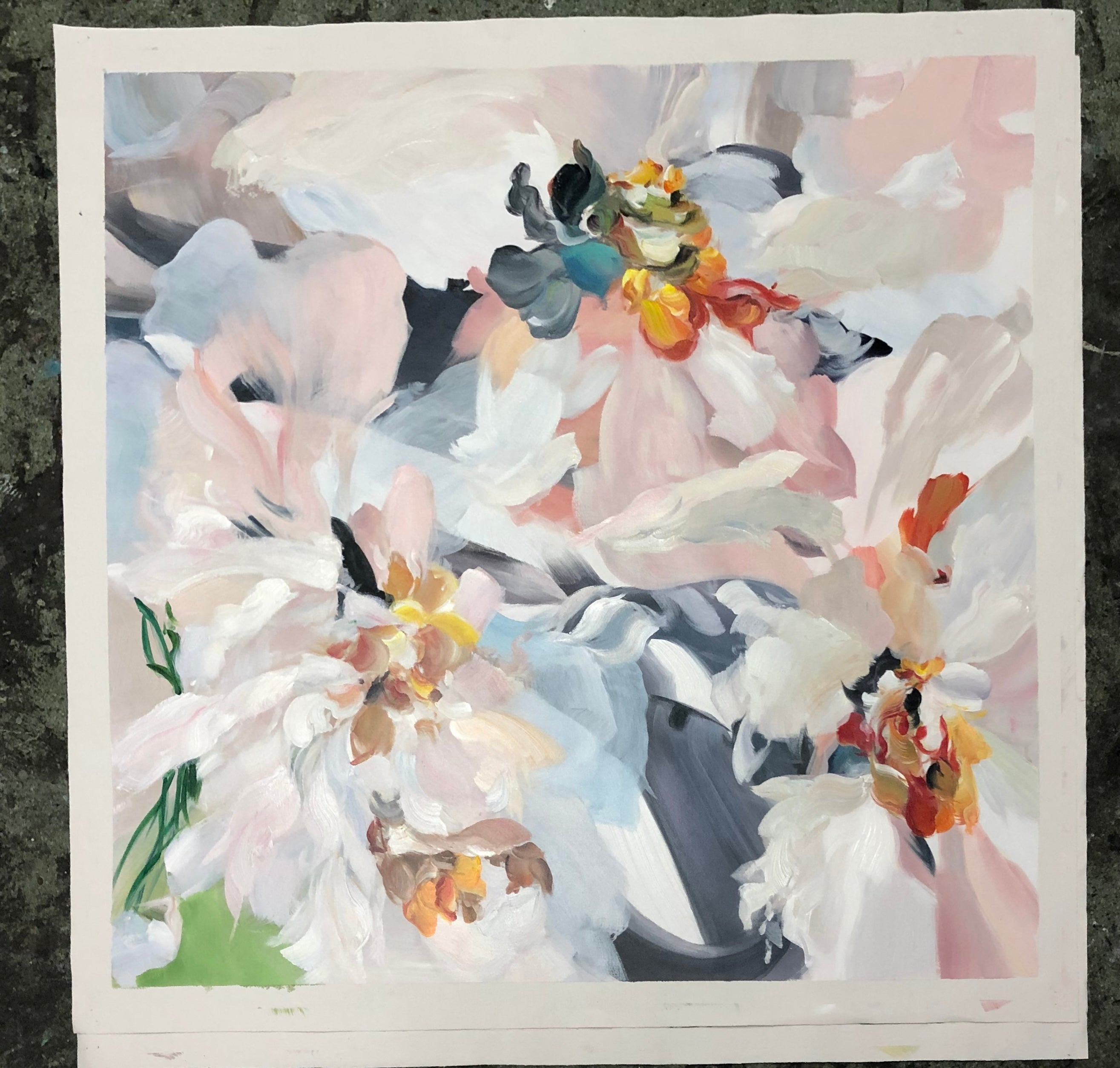 Abstract Flowers Draw Pastel Color: Wall Decor