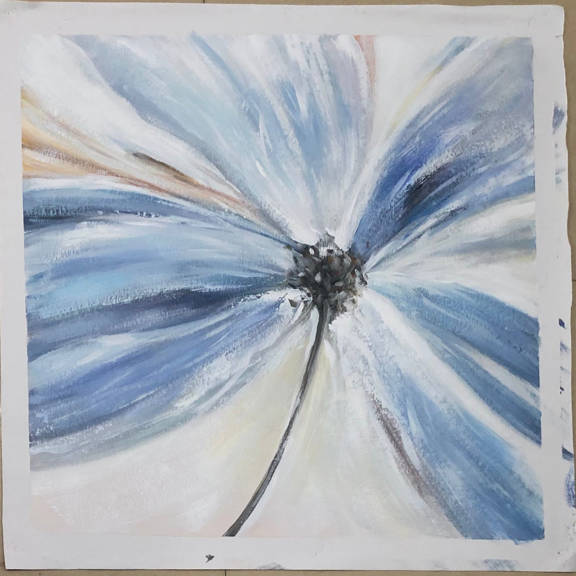 Abstract Blue Flower Painiting: Wall Art Australia