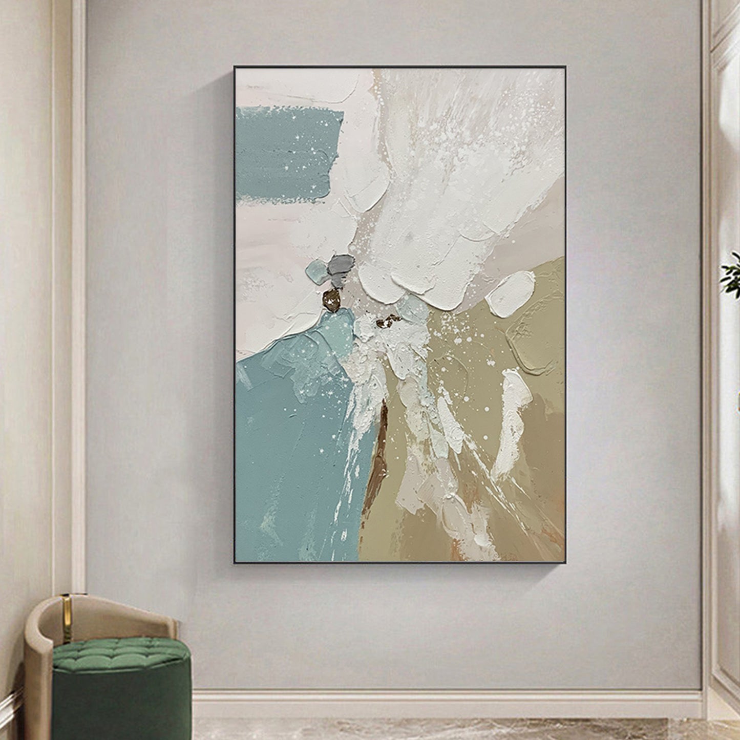 ABSTRACT PAINTING, TOGETHER, HAND-PAINTED CANVAS