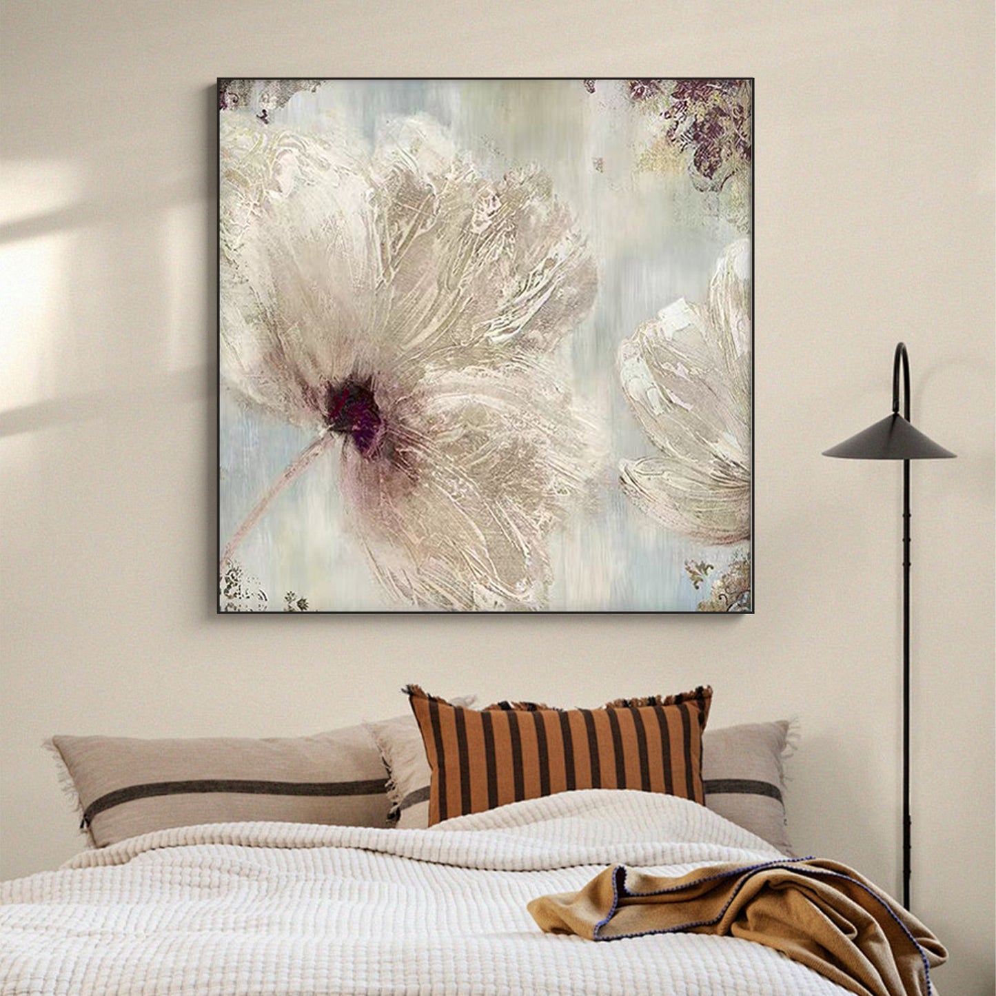 SET OF 2 BLOOM FLOWER, HAND-PAINTED CANVAS, FLOWER PAINTING