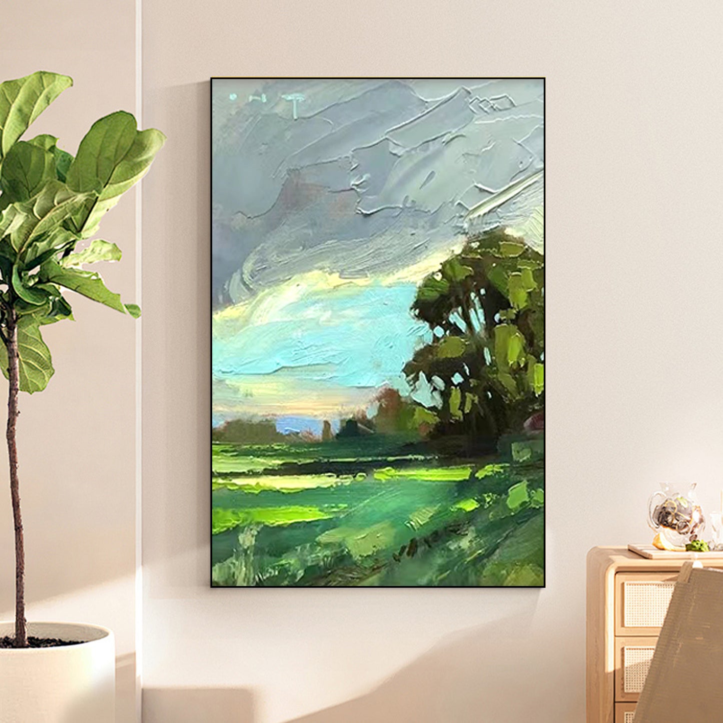 LANDSCAPE PAINTING, FRAGRANT, HAND-PAINTED CANVAS