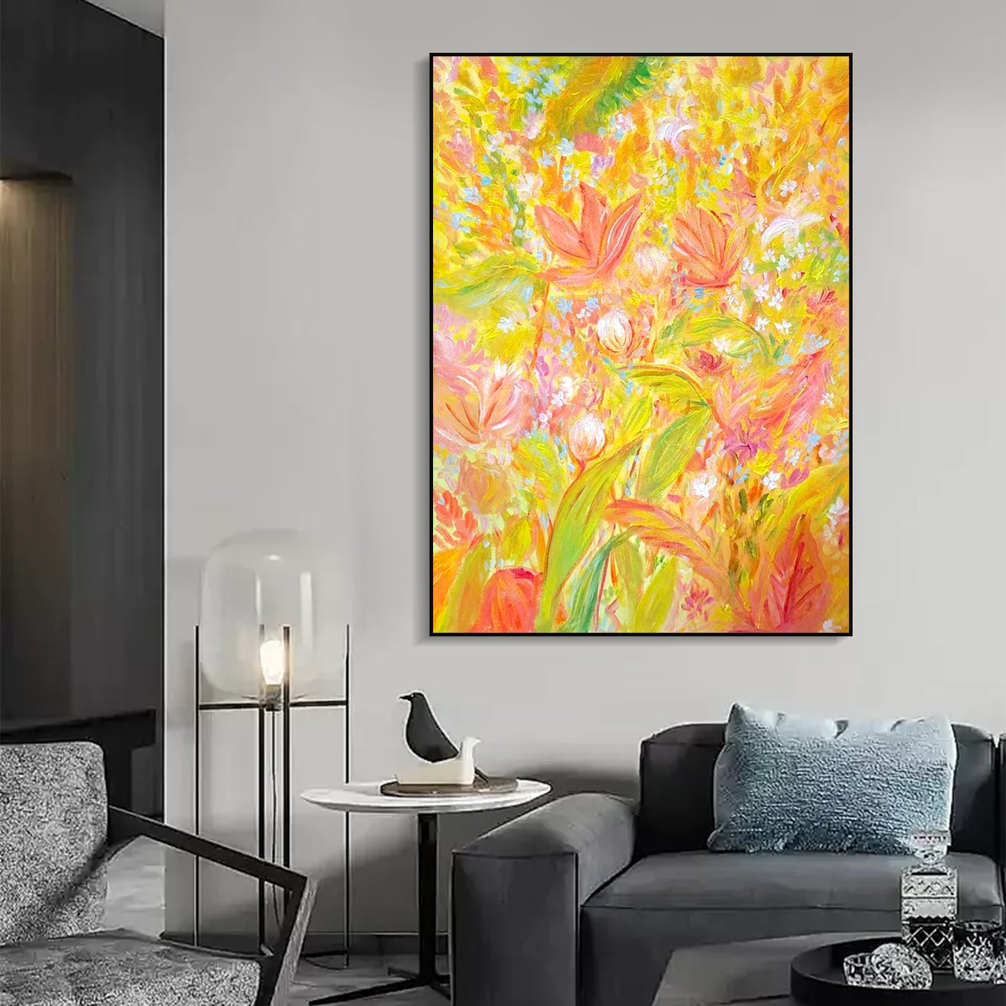 FLOWER PAINTING, BRIGHT BLOOM, HAND-PAINTED CANVAS