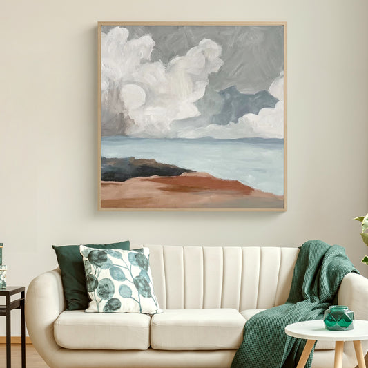 COASTAL, DARK CLOUDS AND SEA, HAND-PAINTED CANVAS