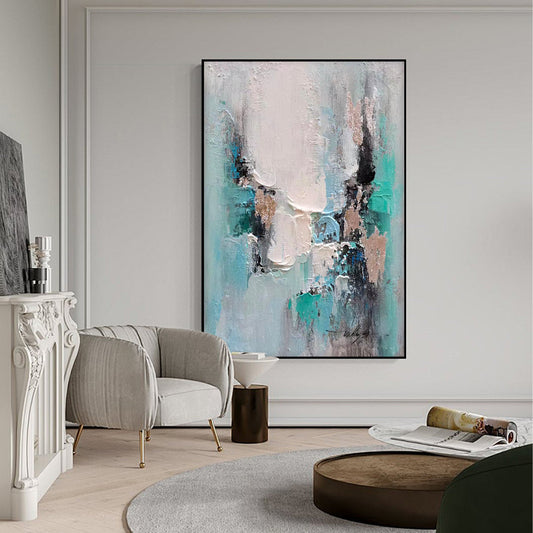 ABSTRACT PAINTING,MOUNTAIN HILL, HAND-PAINTED CANVAS