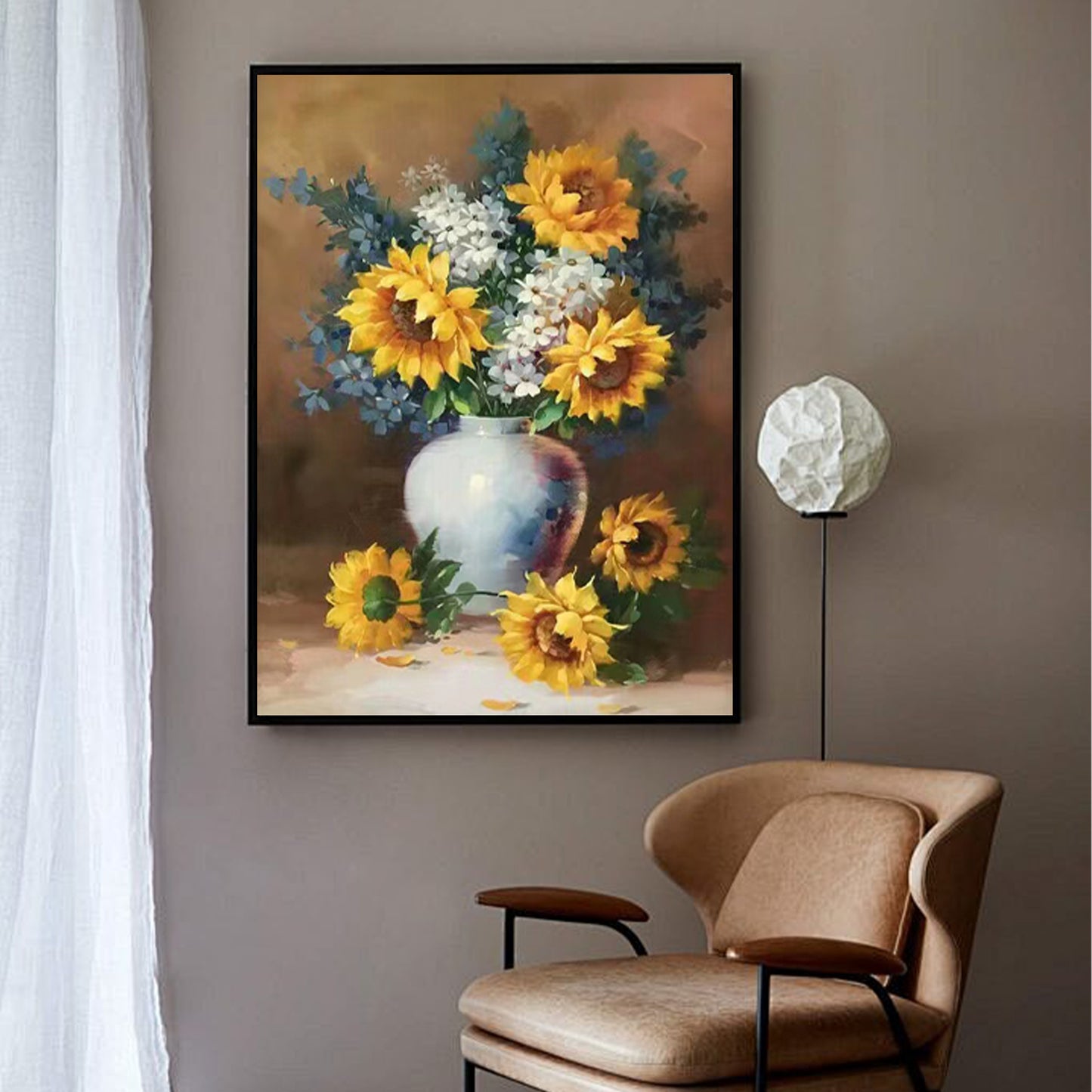 FLOWER PAINTING, CLASS SUNFLOWER, HAND-PAINTED CANVAS