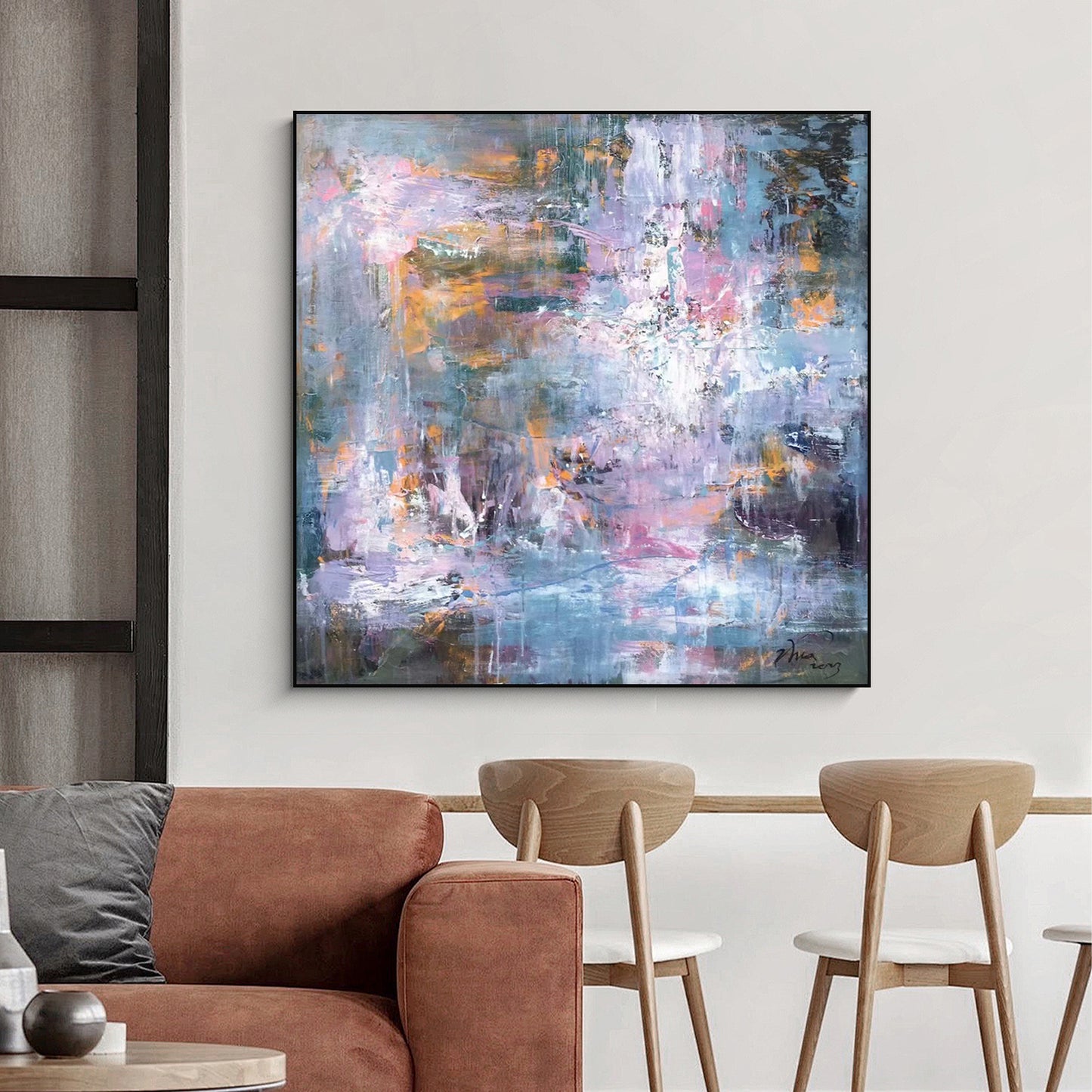 ABSTRACT PAINTING, CHAOS, HAND-PAINTED CANVAS