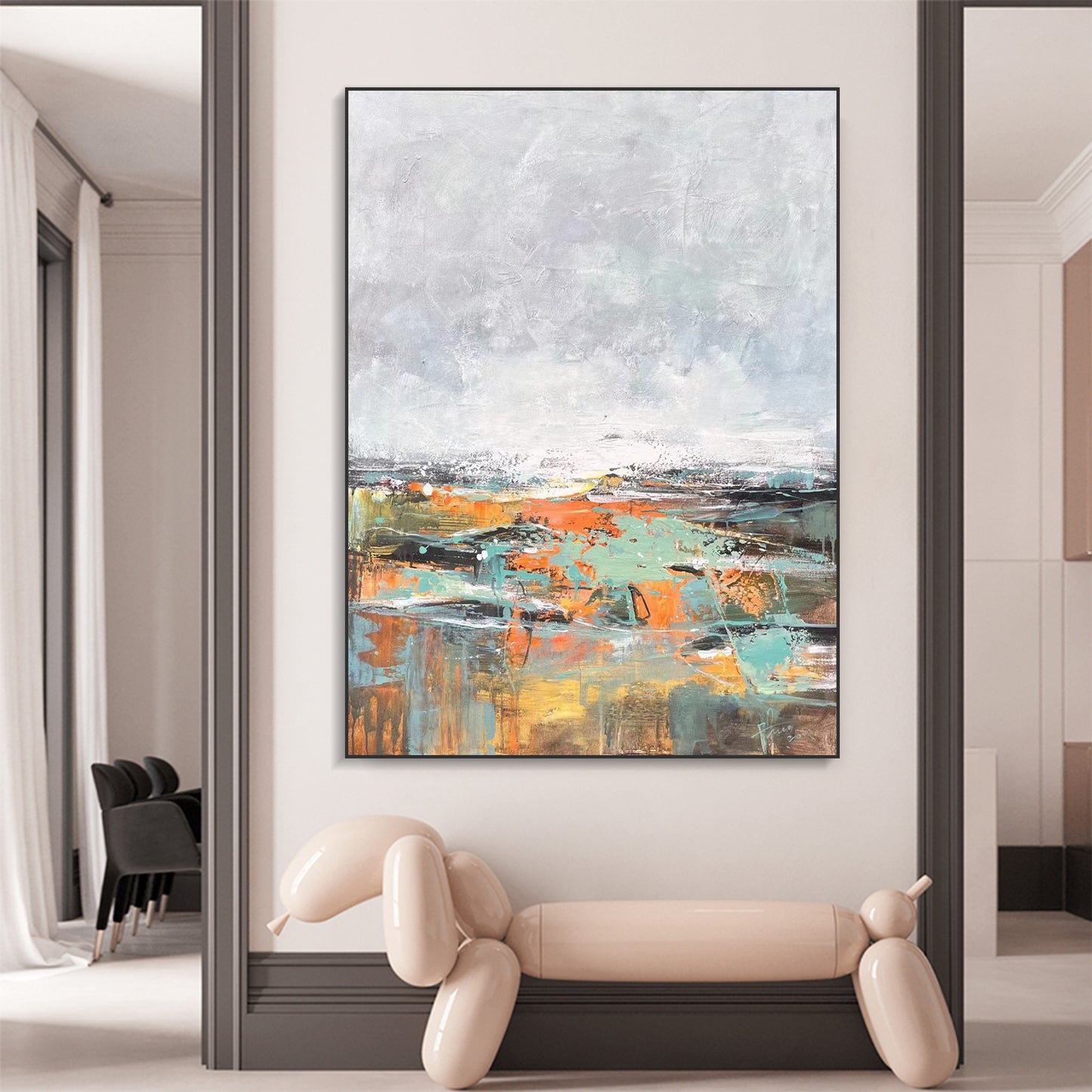 ABSTRACT PAINTING, SPRING, HAND-PAINTED CANVAS