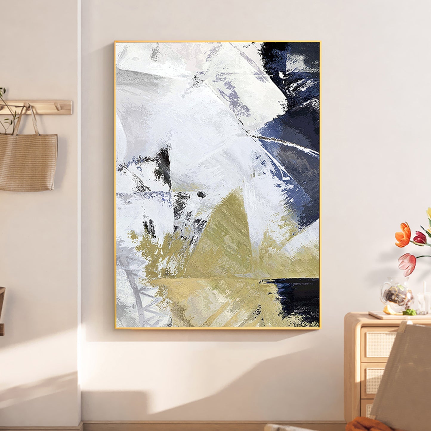 ABSTRACT PAINTING, BREAKTHROUGH, HAND-PAINTED CANVAS