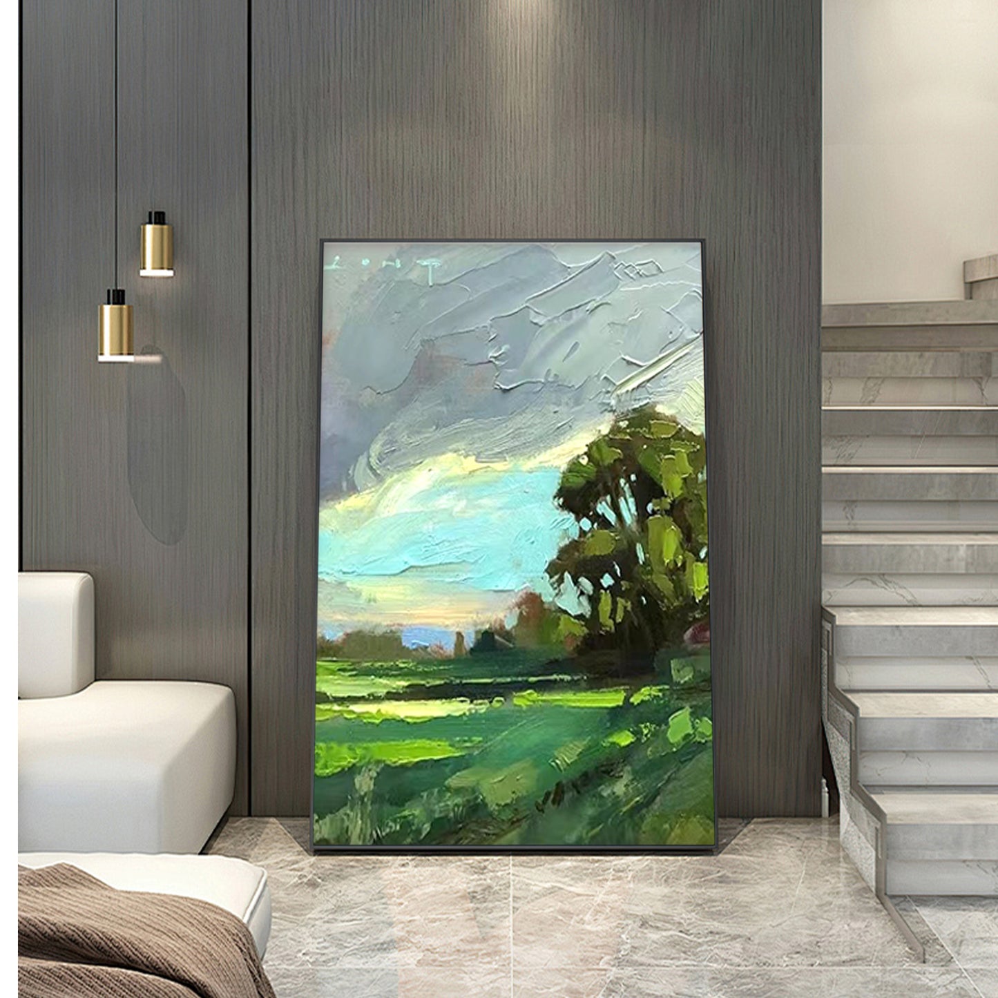 LANDSCAPE PAINTING, FRAGRANT, HAND-PAINTED CANVAS