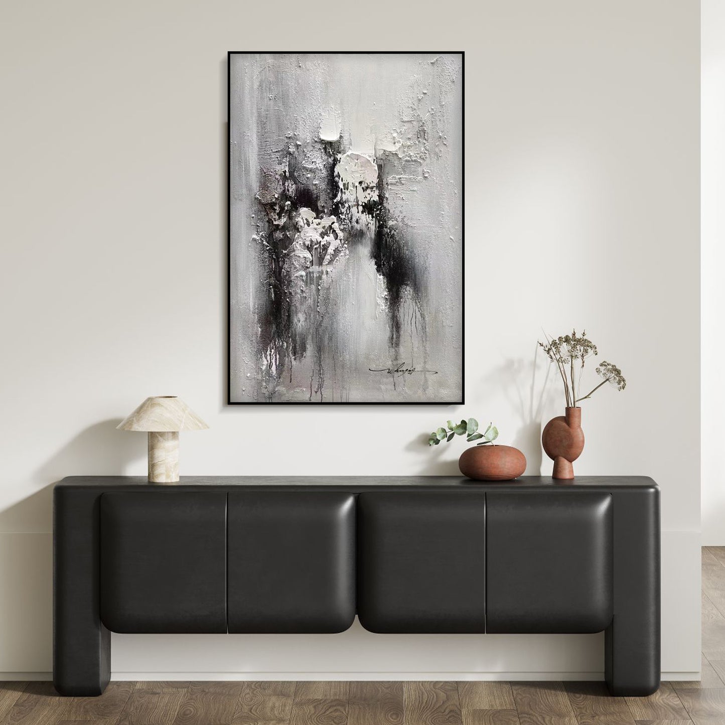 ABSTRACT PAINTING,SNOWCAP, HAND-PAINTED CANVAS