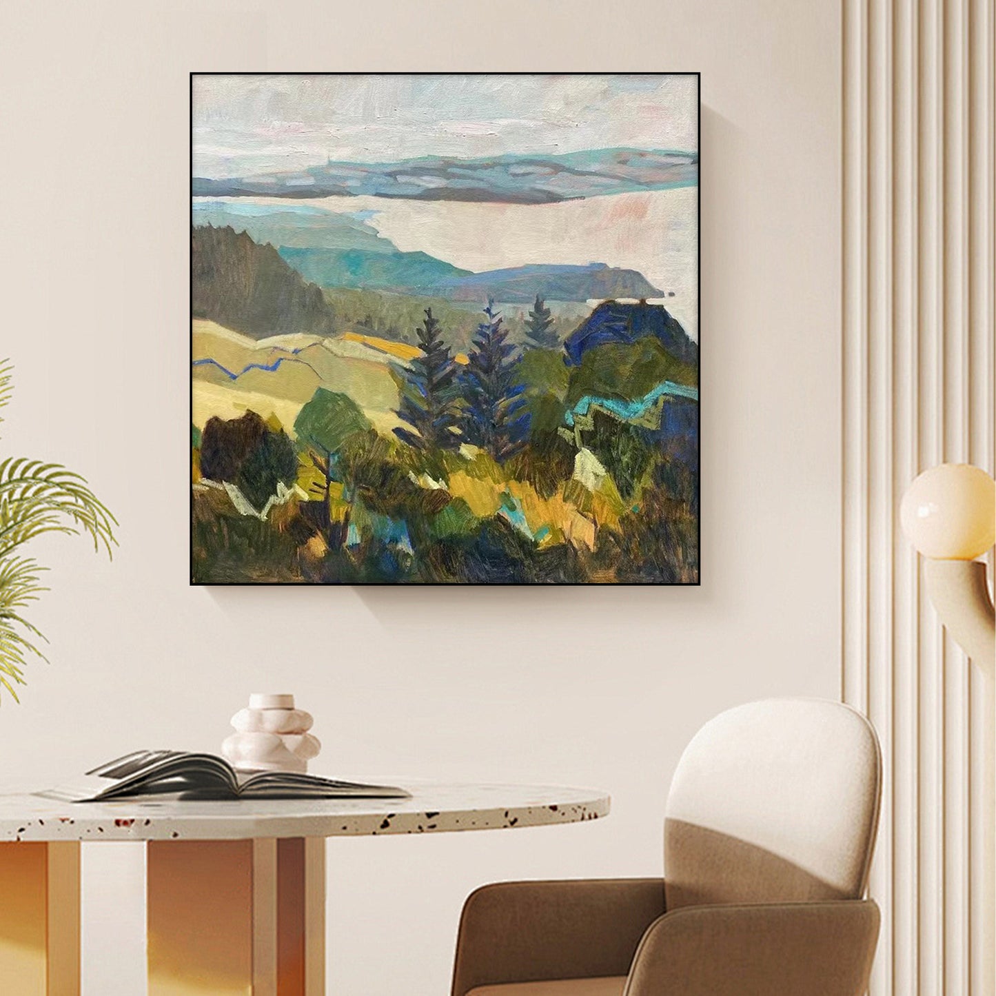 LANDSCAPE PAINTING, AN IMMENSE FOREAST, HAND-PAINTED CANVAS