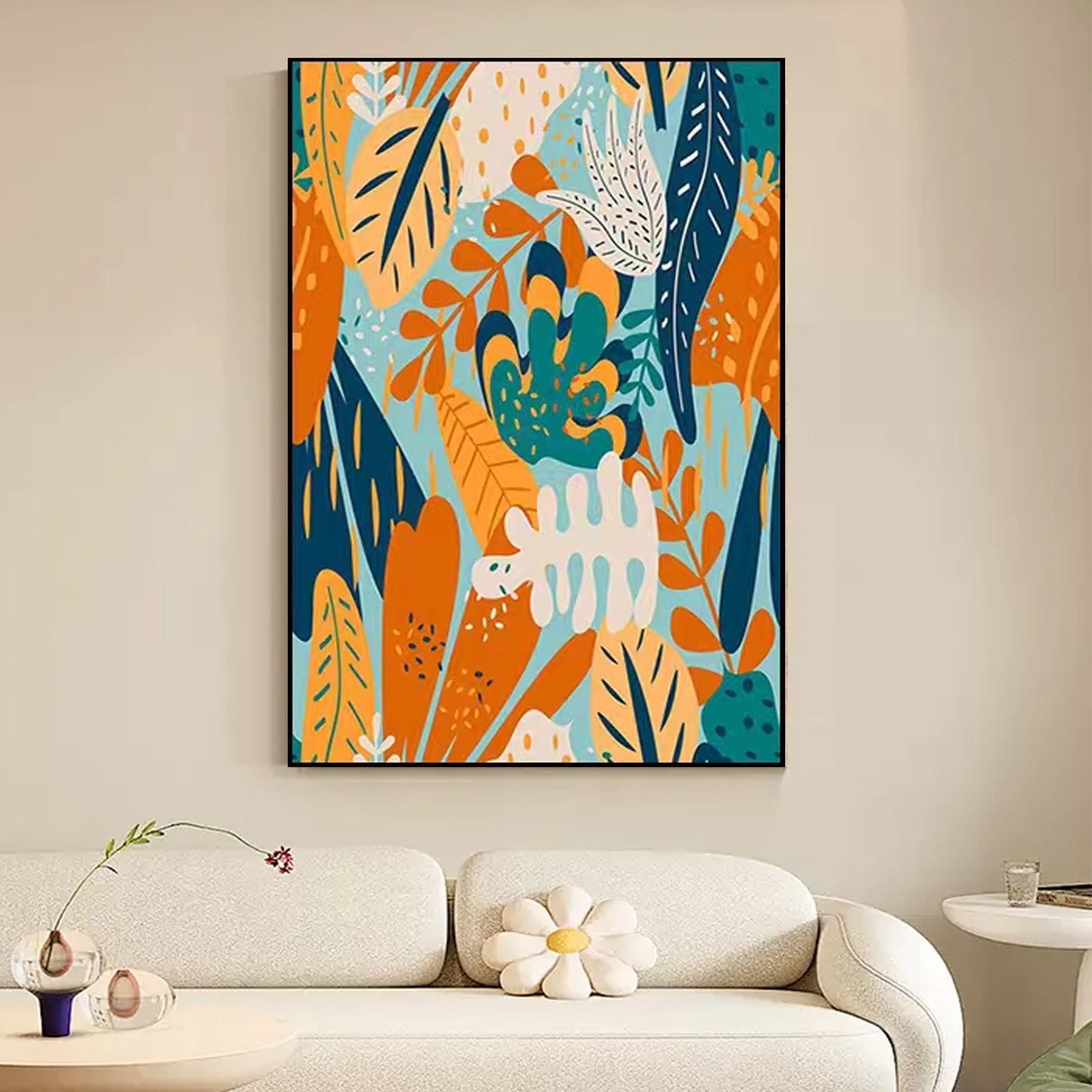 FLOWER PAINTING, HAND-PAINTED CANVAS, JUNGLE ADVENTURE