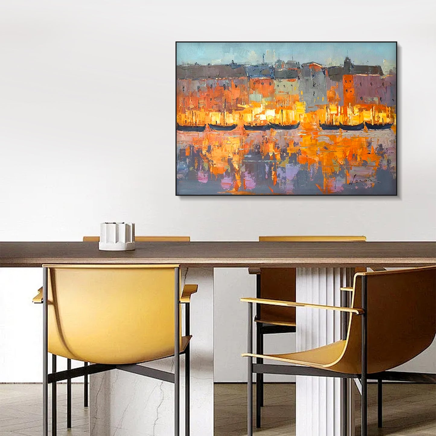 LANDSCAPE PAINTING, COASTAL BRIGHT LIGHTS, HAND-PAINTED CANVAS
