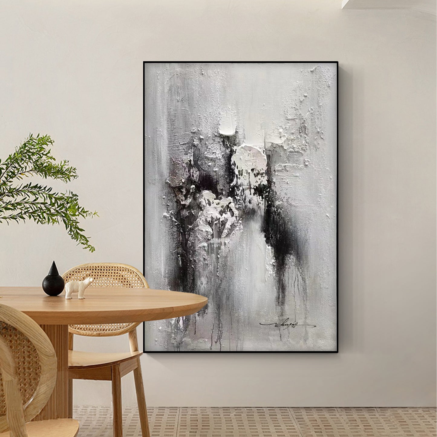 ABSTRACT PAINTING,SNOWCAP, HAND-PAINTED CANVAS