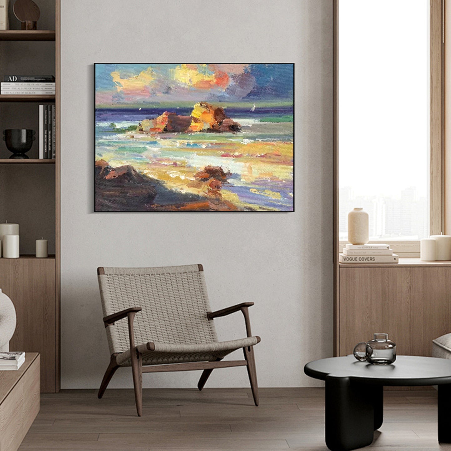 LANDSCAPE PAINTING, RIOTOUS PROFUSION, HAND-PAINTED CANVAS