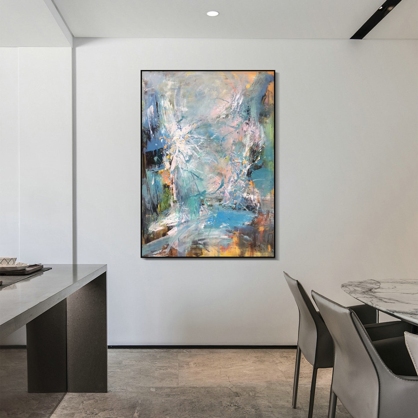 ABSTRACT PAINTING, GALAXY WORLD, HAND-PAINTED CANVAS