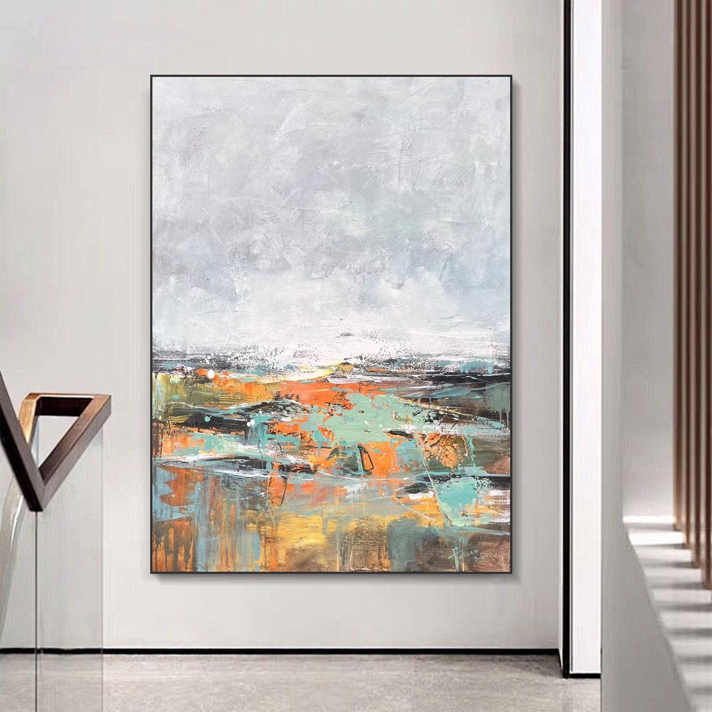 ABSTRACT PAINTING, SPRING, HAND-PAINTED CANVAS