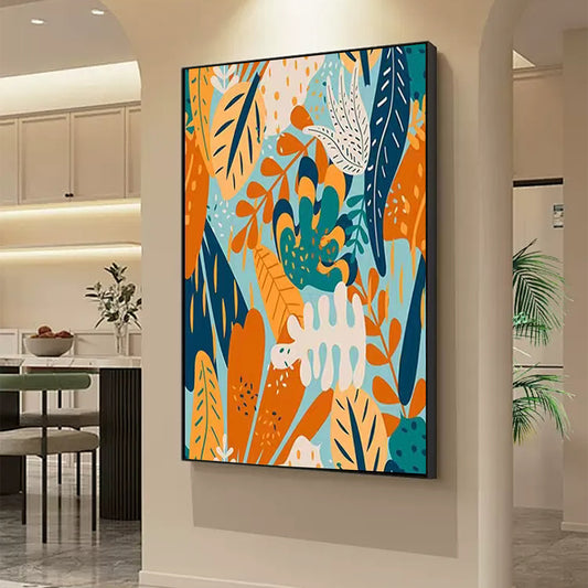 FLOWER PAINTING, HAND-PAINTED CANVAS, JUNGLE ADVENTURE