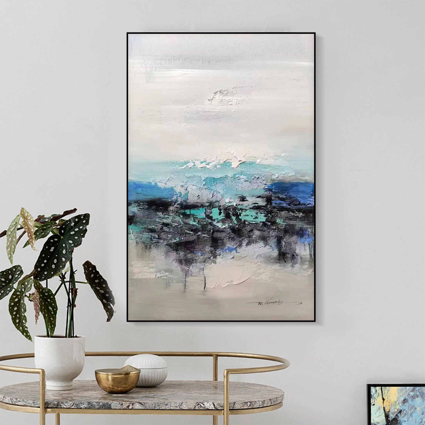 ABSTRACT PAINTING, GORGE, HAND-PAINTED CANVAS