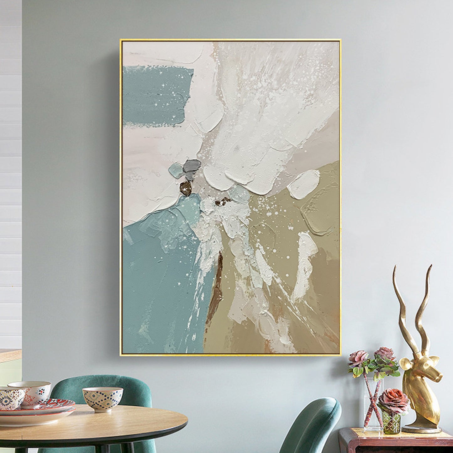ABSTRACT PAINTING, TOGETHER, HAND-PAINTED CANVAS