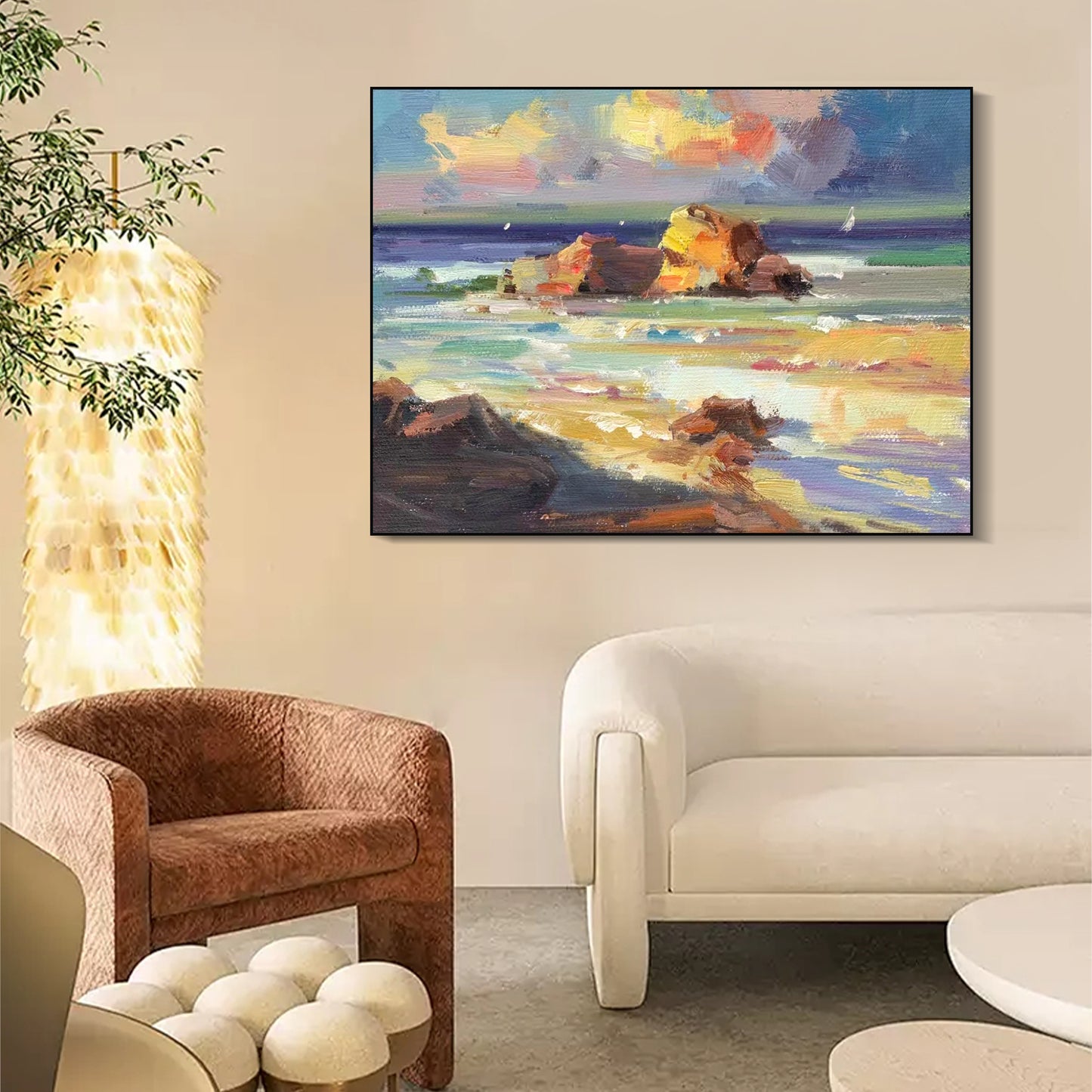LANDSCAPE PAINTING, RIOTOUS PROFUSION, HAND-PAINTED CANVAS