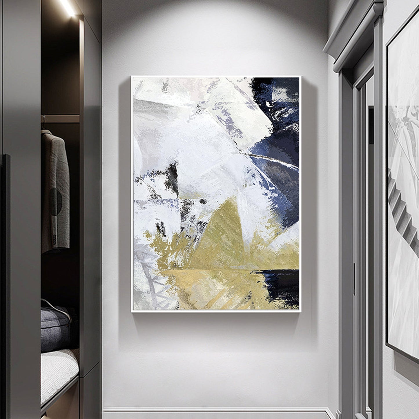 ABSTRACT PAINTING, BREAKTHROUGH, HAND-PAINTED CANVAS