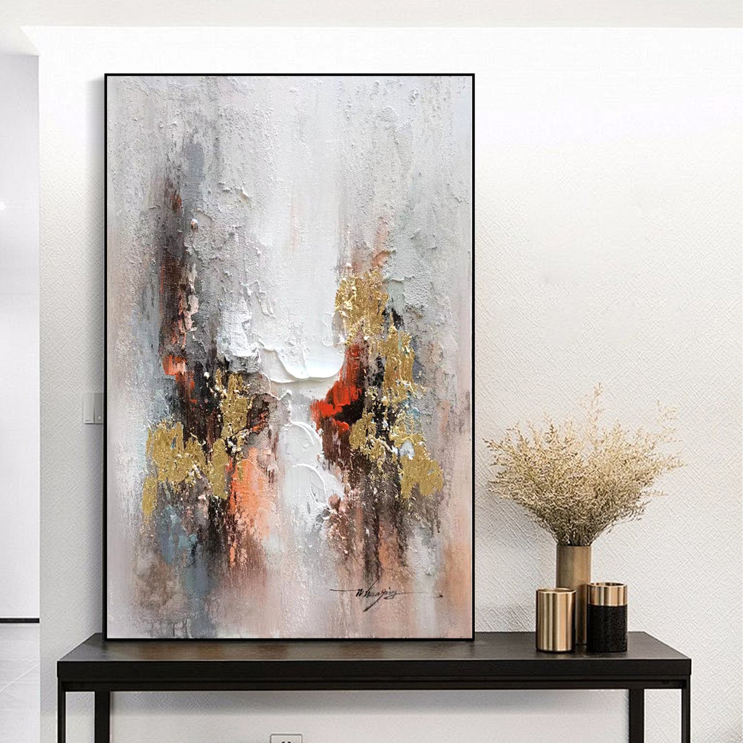 ABSTRACT PAINTING, CHASM, HAND-PAINTED CANVAS
