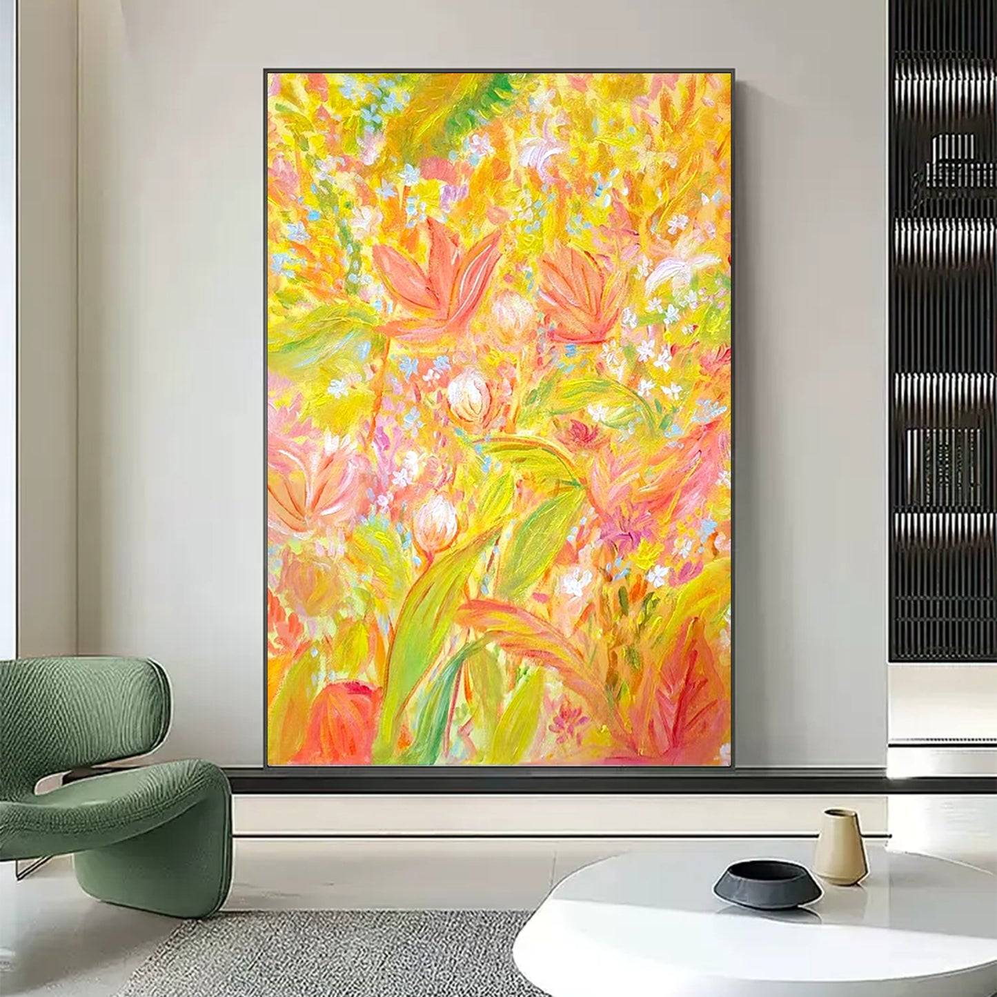 FLOWER PAINTING, BRIGHT BLOOM, HAND-PAINTED CANVAS