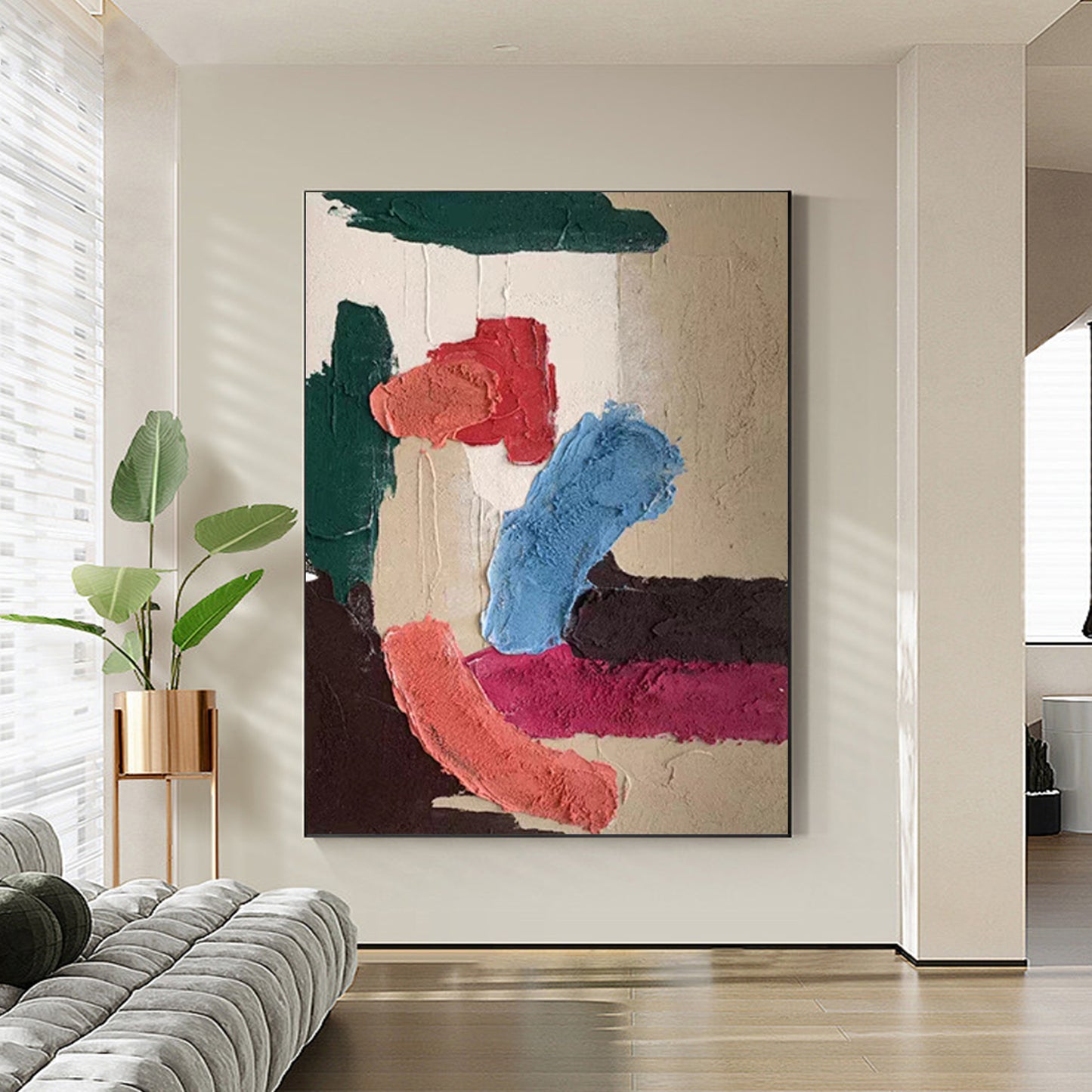 MINIMALIST PAINTING,JOY,HAND-PAINTED CANVAS