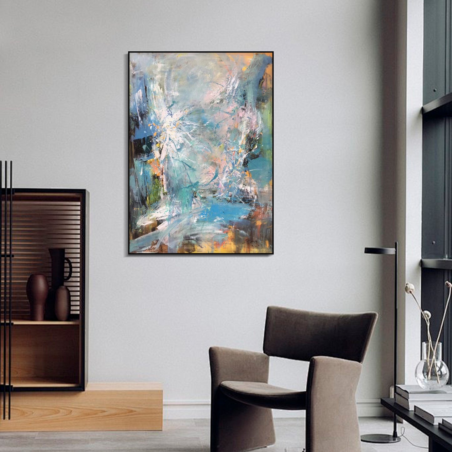 ABSTRACT PAINTING, GALAXY WORLD, HAND-PAINTED CANVAS