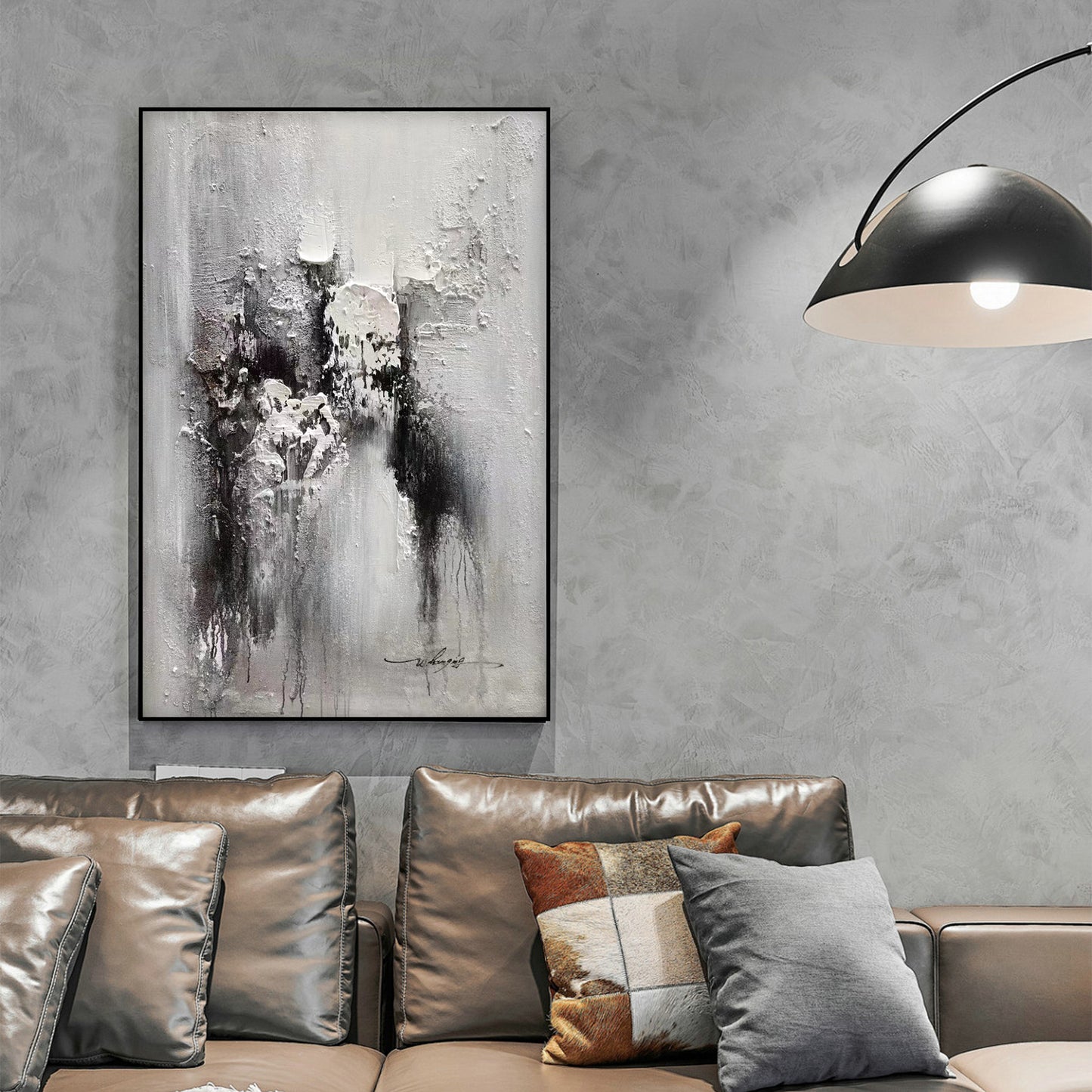 ABSTRACT PAINTING,SNOWCAP, HAND-PAINTED CANVAS