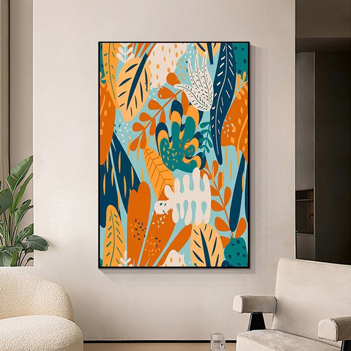 FLOWER PAINTING, HAND-PAINTED CANVAS, JUNGLE ADVENTURE