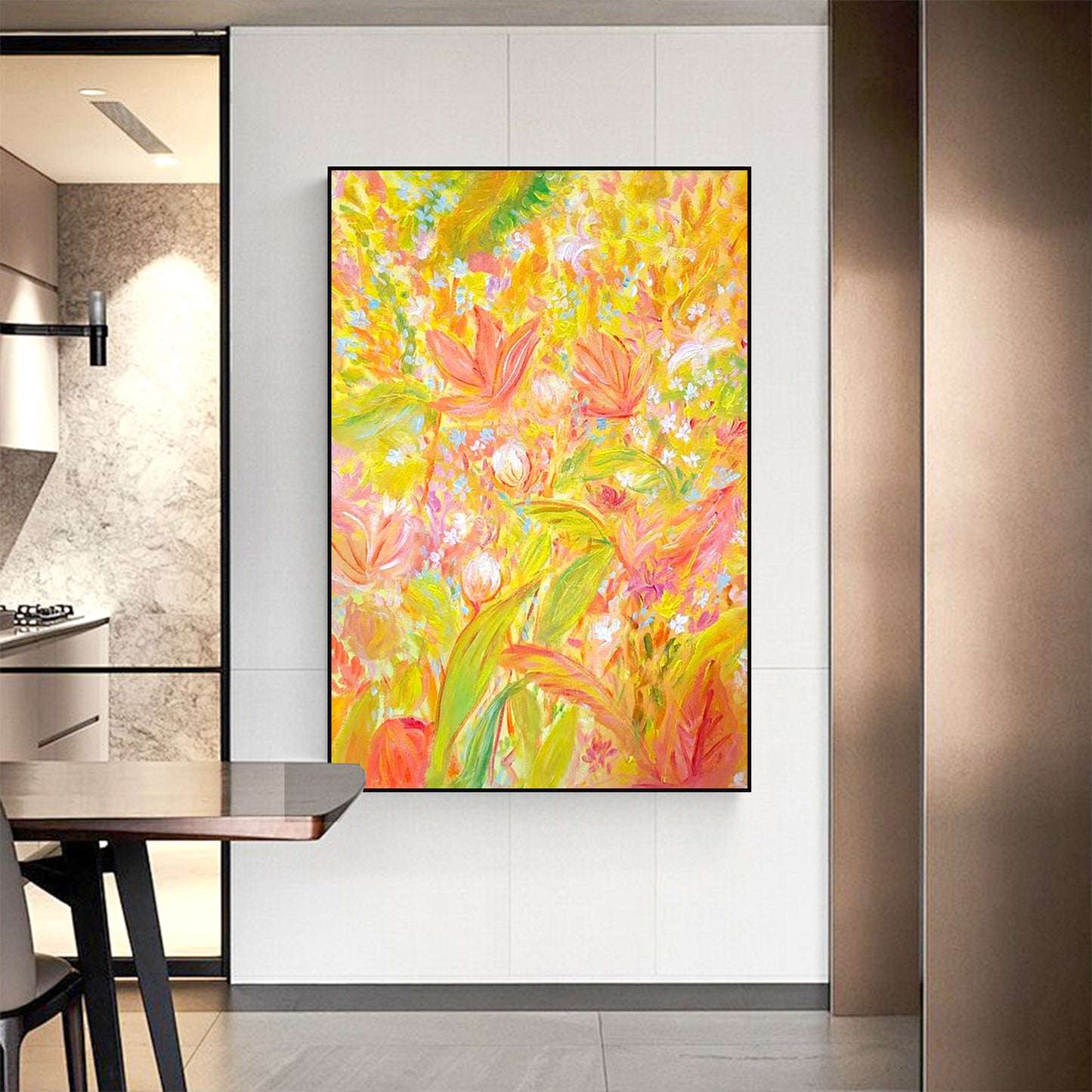 FLOWER PAINTING, BRIGHT BLOOM, HAND-PAINTED CANVAS