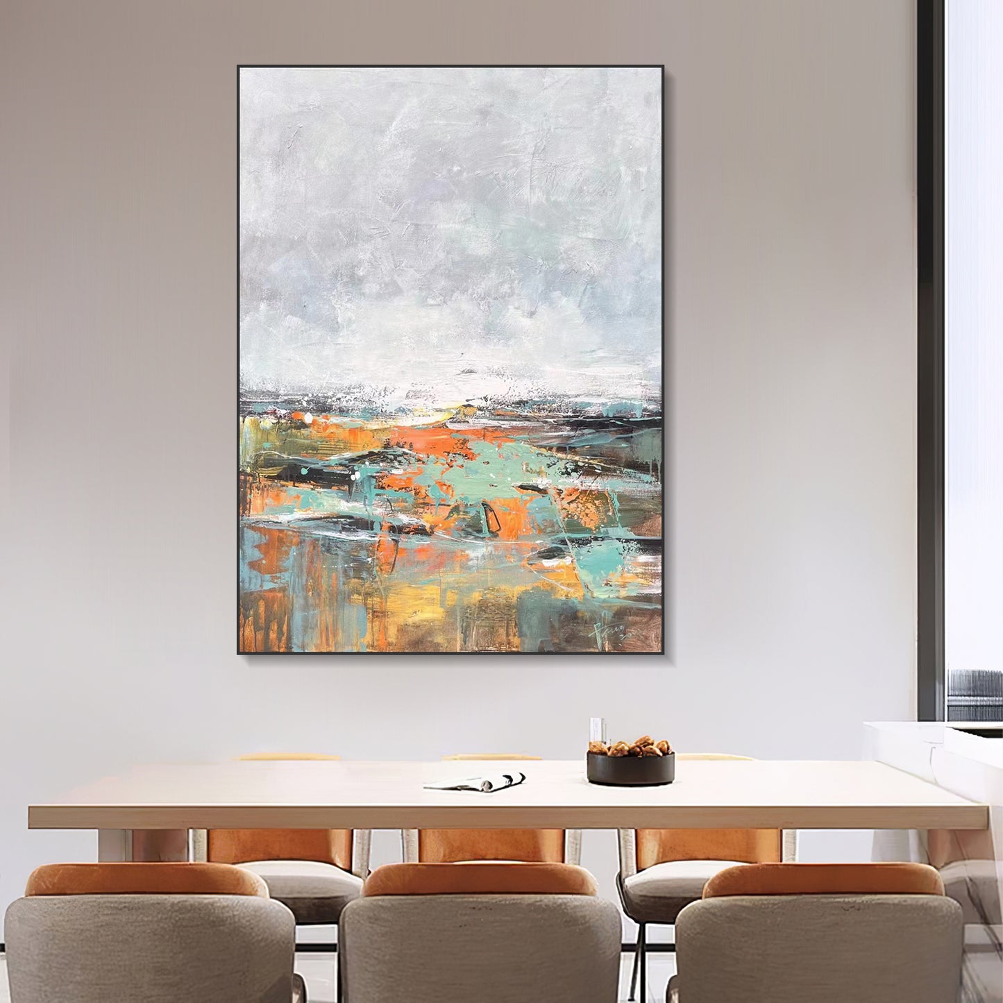 ABSTRACT PAINTING, SPRING, HAND-PAINTED CANVAS