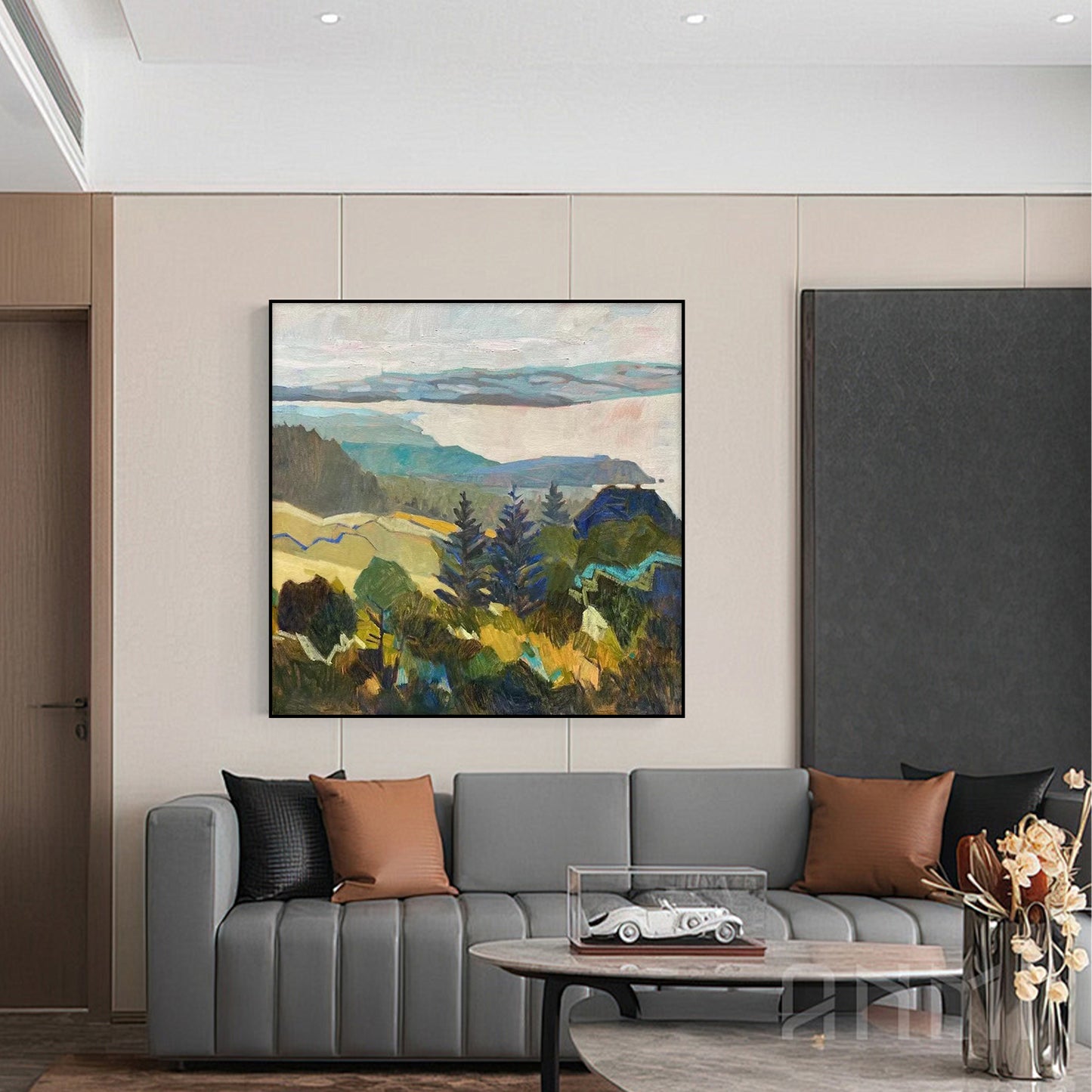 LANDSCAPE PAINTING, AN IMMENSE FOREAST, HAND-PAINTED CANVAS