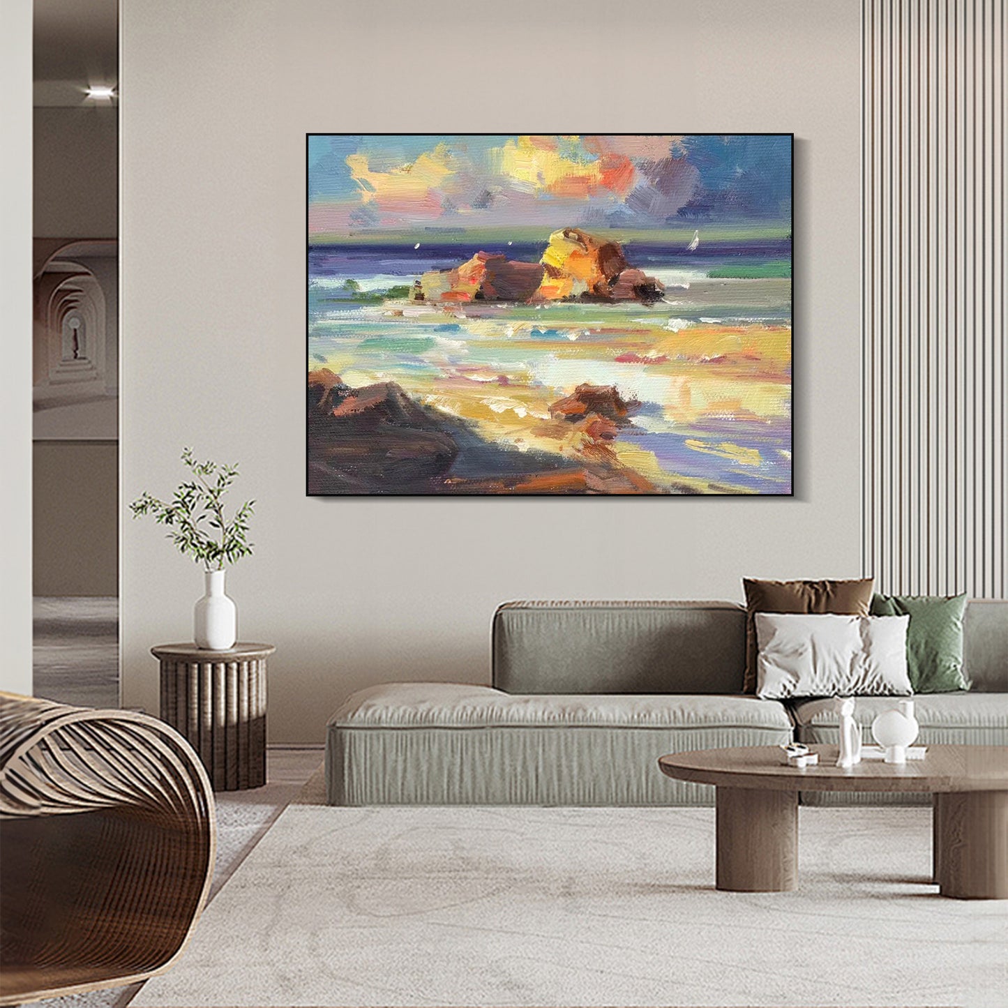 LANDSCAPE PAINTING, RIOTOUS PROFUSION, HAND-PAINTED CANVAS