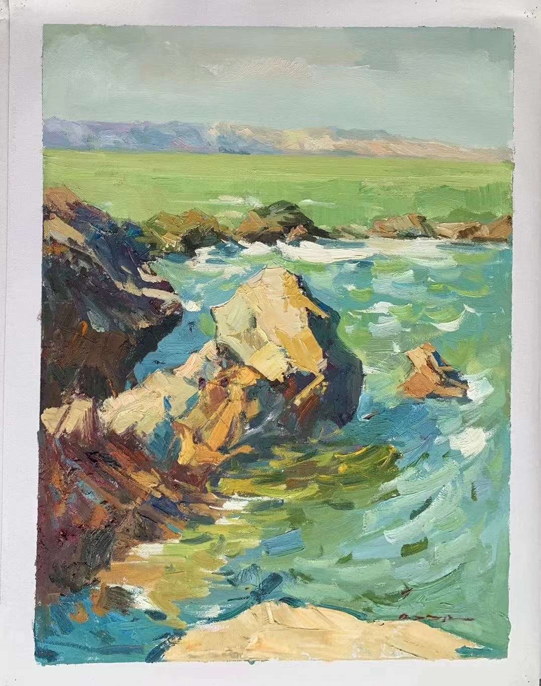 Abstract Landscape Rock Painting with Water: Wall Art Australia