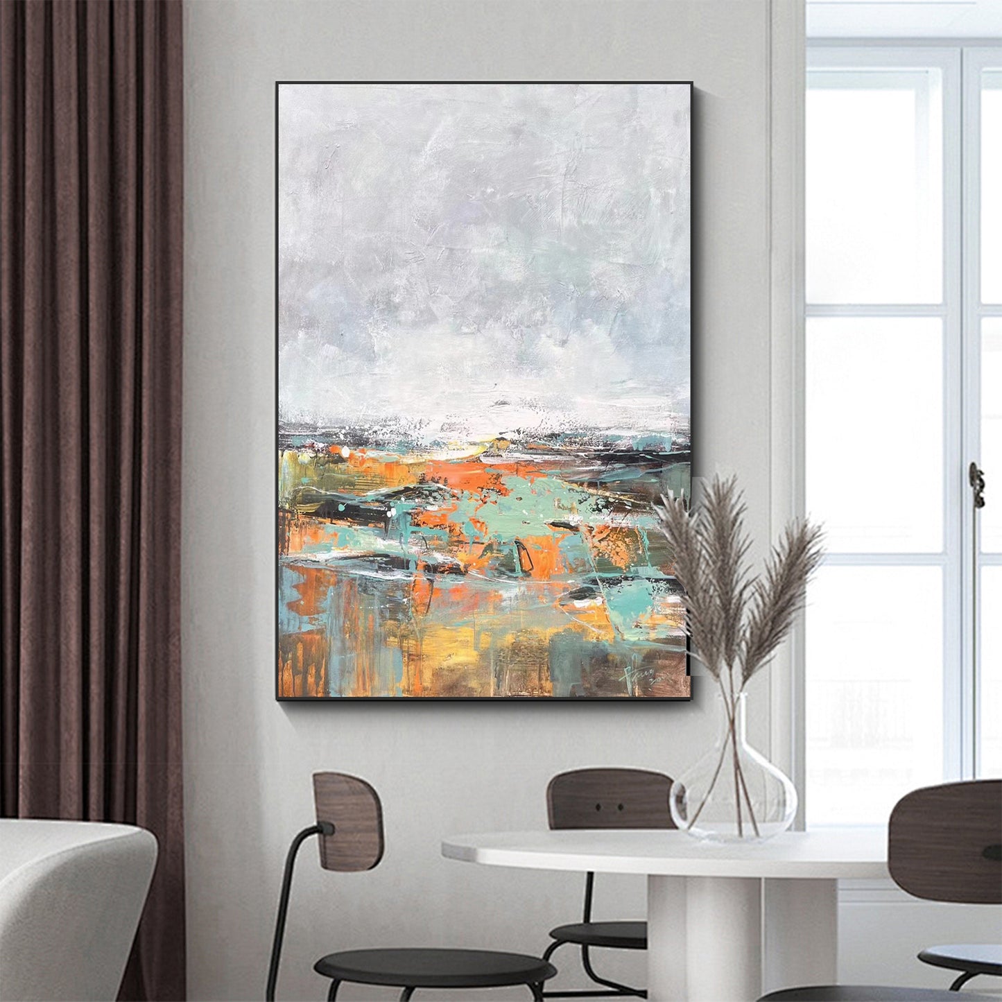 ABSTRACT PAINTING, SPRING, HAND-PAINTED CANVAS