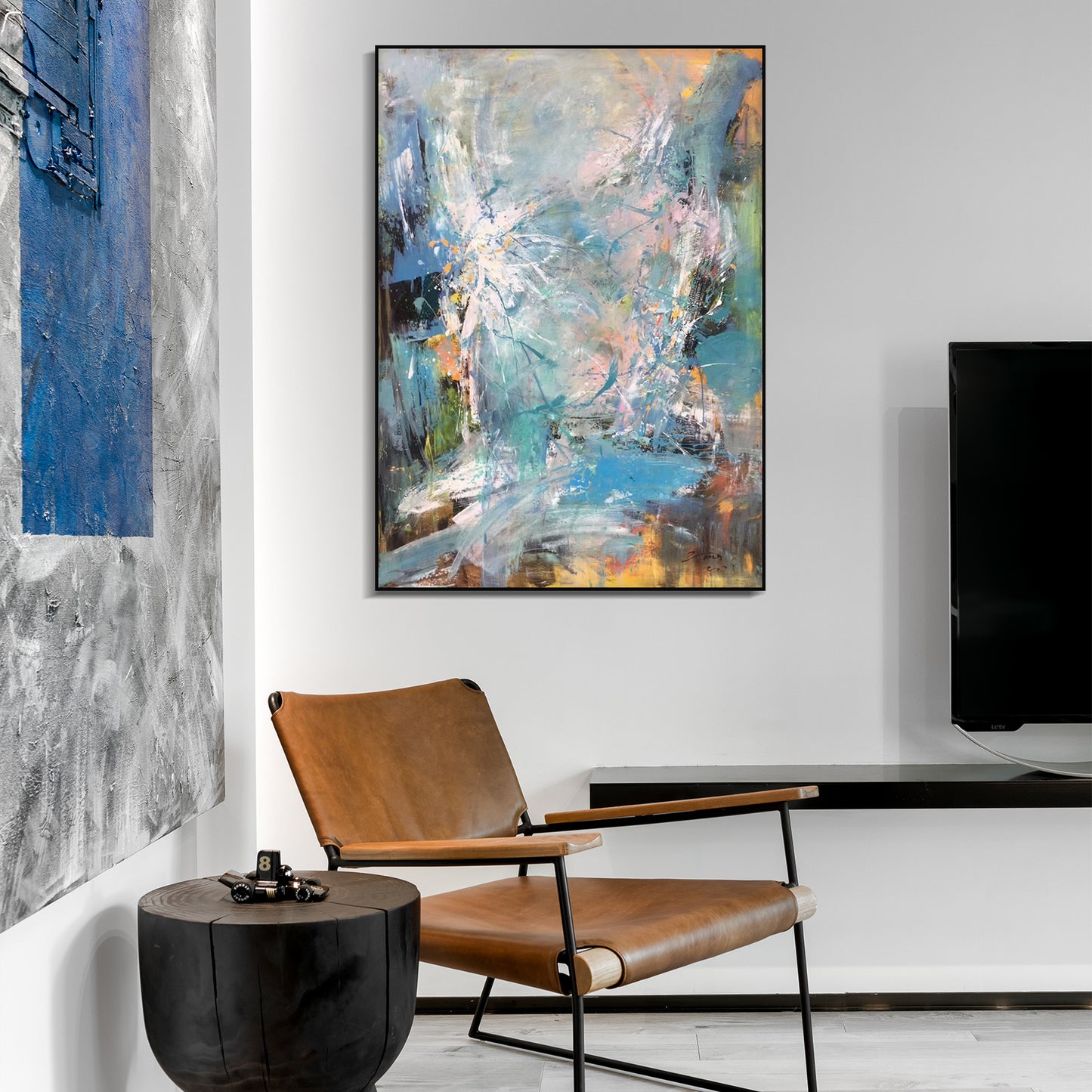 ABSTRACT PAINTING, GALAXY WORLD, HAND-PAINTED CANVAS