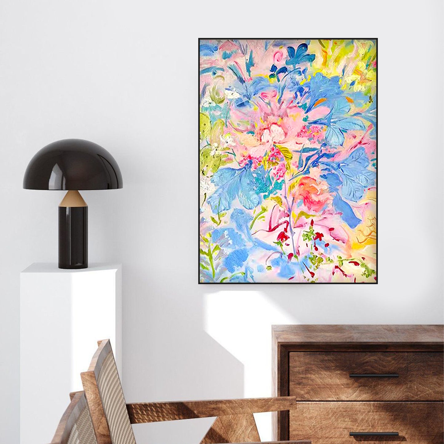 FLOWER PAINTING, COLORFUL BLOOM, HAND-PAINTED CANVAS