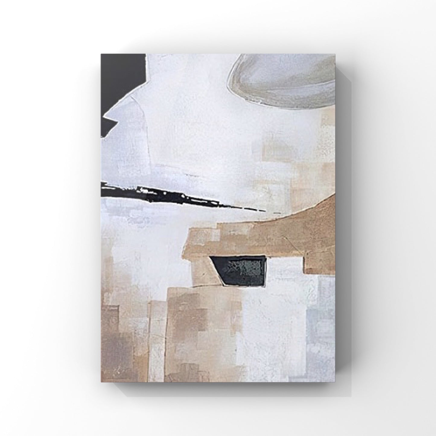 MINIMALIST PAINTING, BLACK AND WHITE, HAND-PAINTED CANVAS