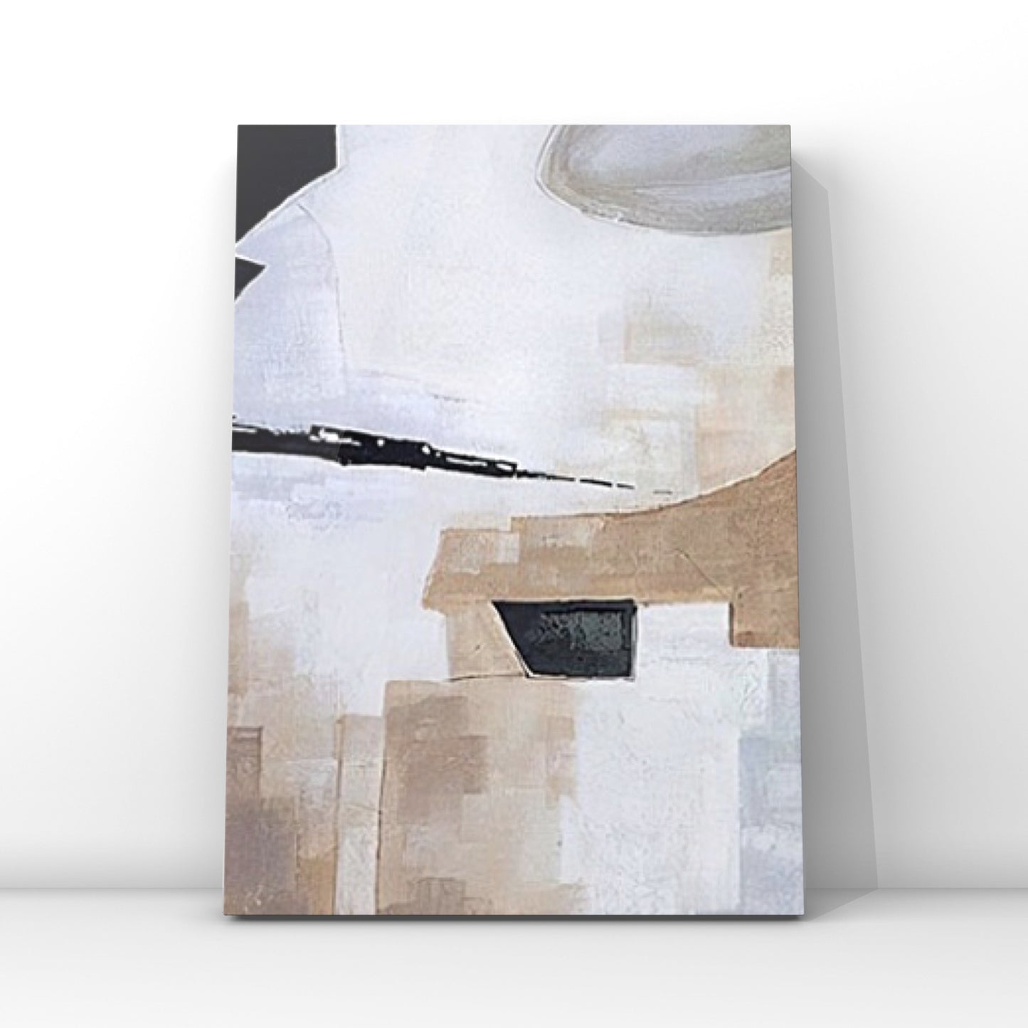 MINIMALIST PAINTING, BLACK AND WHITE, HAND-PAINTED CANVAS