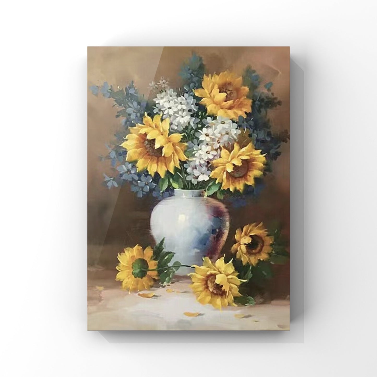 FLOWER PAINTING, CLASS SUNFLOWER, HAND-PAINTED CANVAS