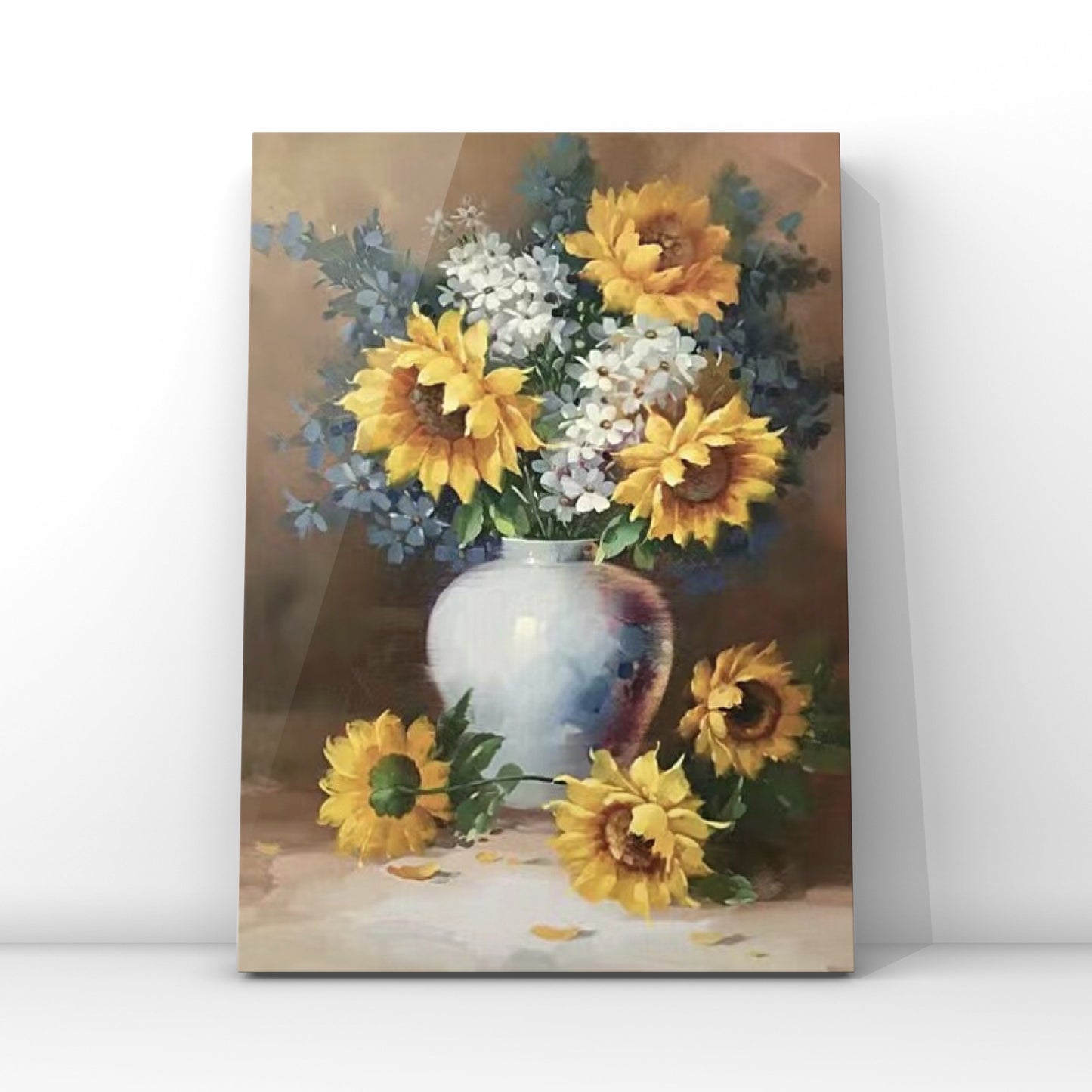 FLOWER PAINTING, CLASS SUNFLOWER, HAND-PAINTED CANVAS