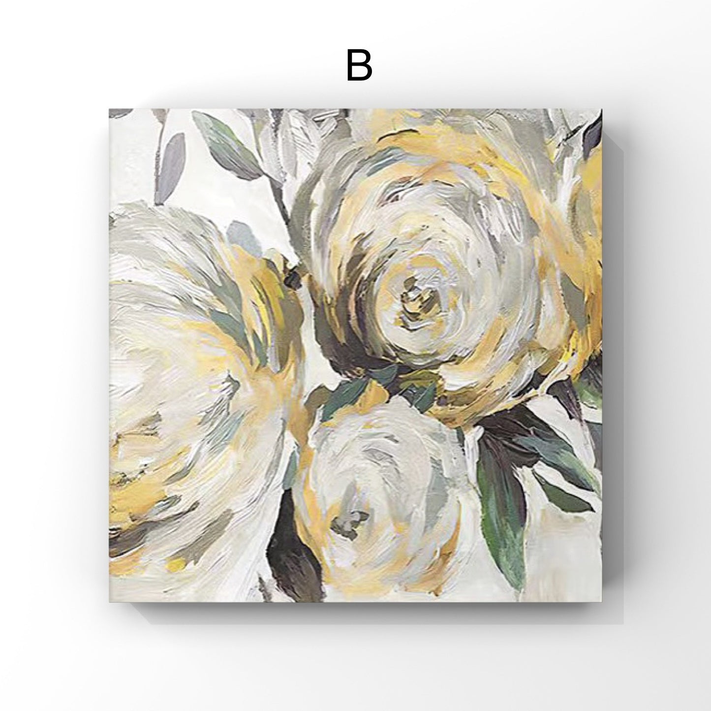 SET OF 3, IMPRESSIONISM FLOWER PAINTING, HAND-PAINTED CANVAS, YELLOW BLOOM