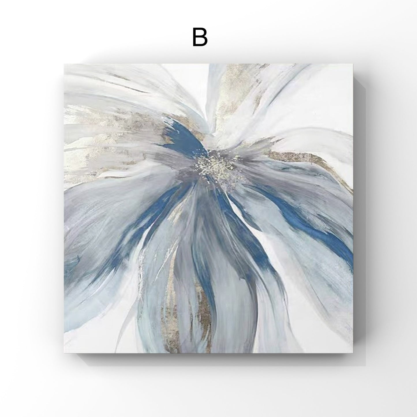 SET OF 2 BLUE FLOWER, HAND-PAINTED CANVAS, FLOWER PAINTING