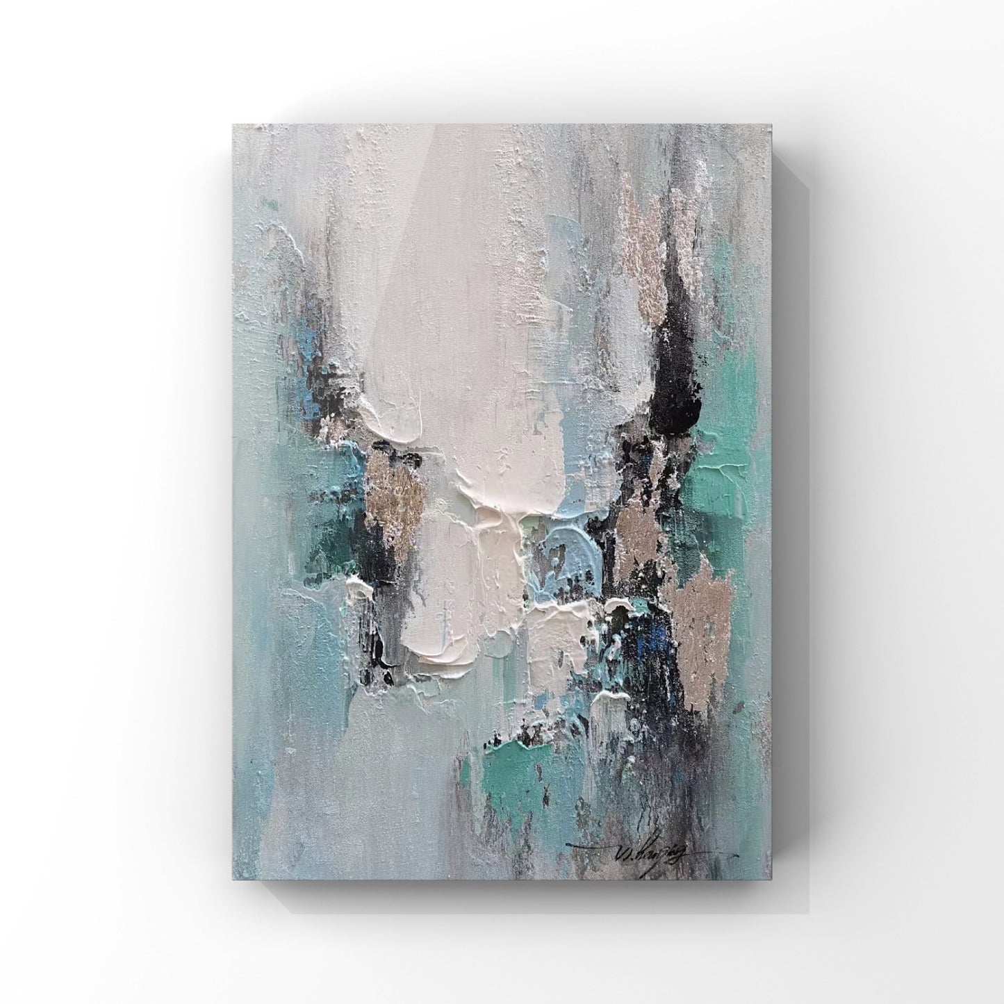 ABSTRACT PAINTING,MOUNTAIN HILL, HAND-PAINTED CANVAS