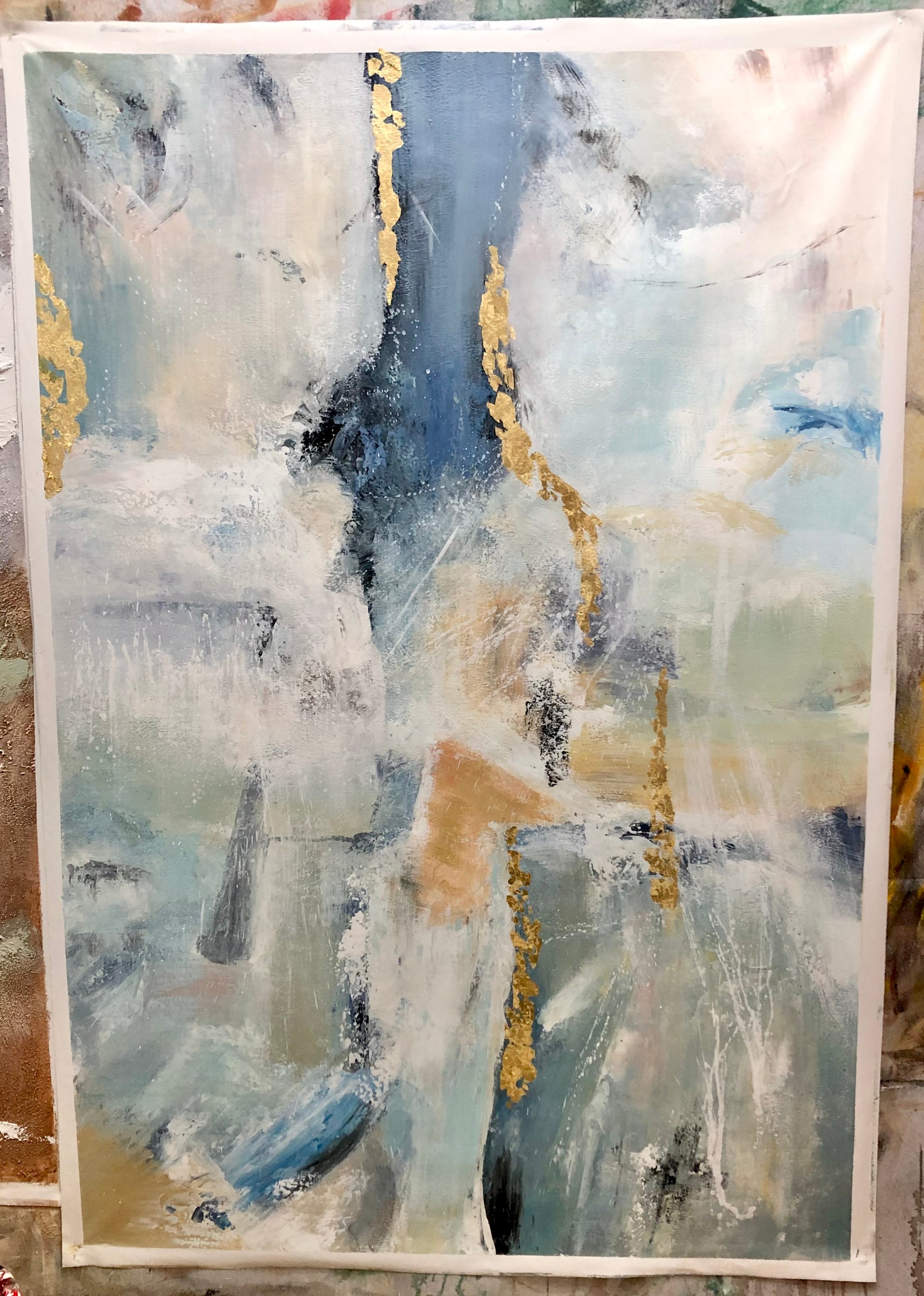 Abstract Landscape Wall Painting: Sky Blue Abstract Painting