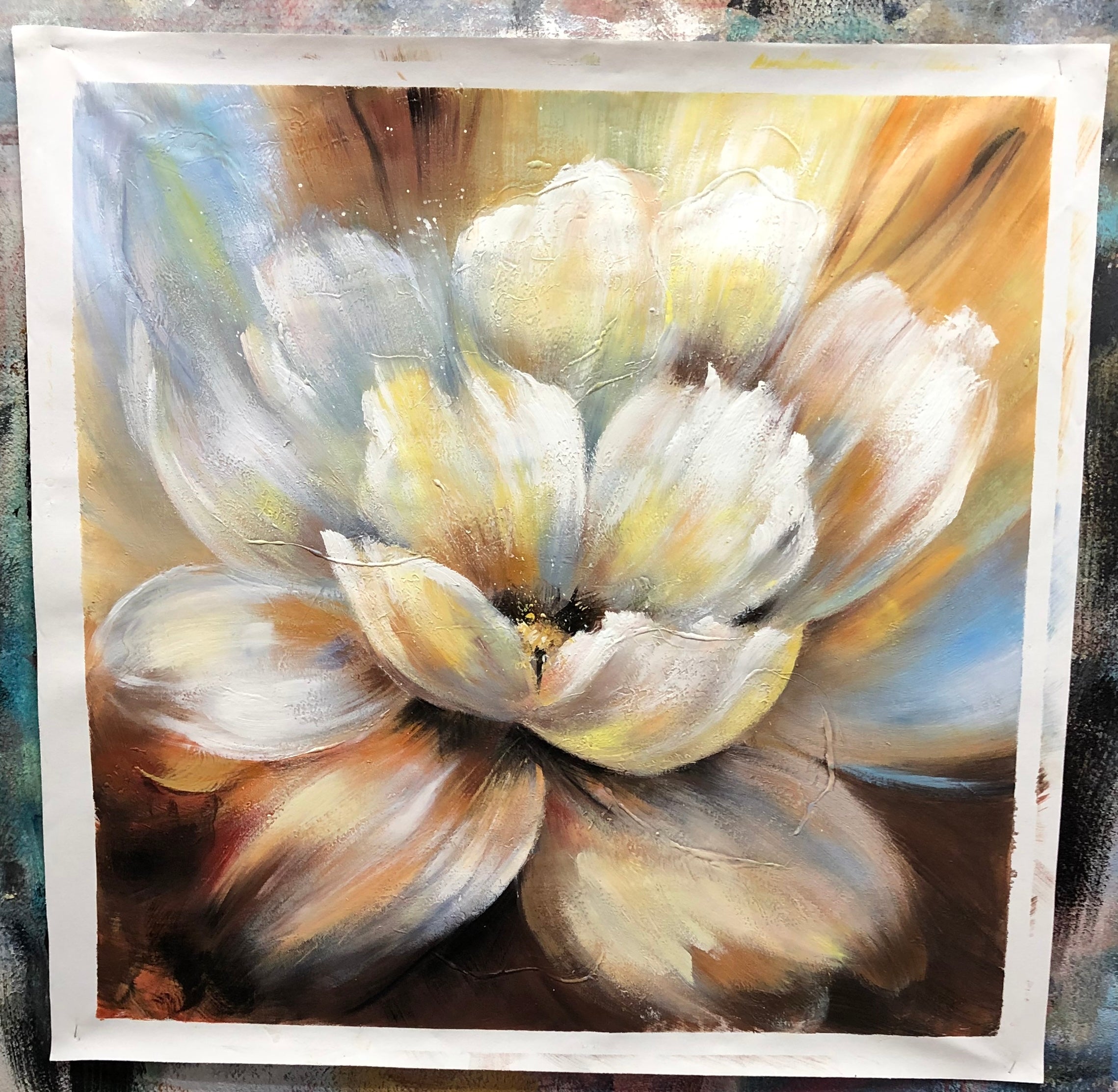 Abstract Flower Painting: Vibrant Flower Art