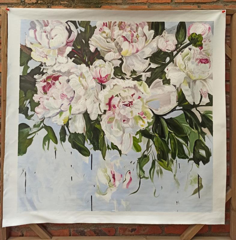 White Flowers Painting in Precise: Wall Art Australia